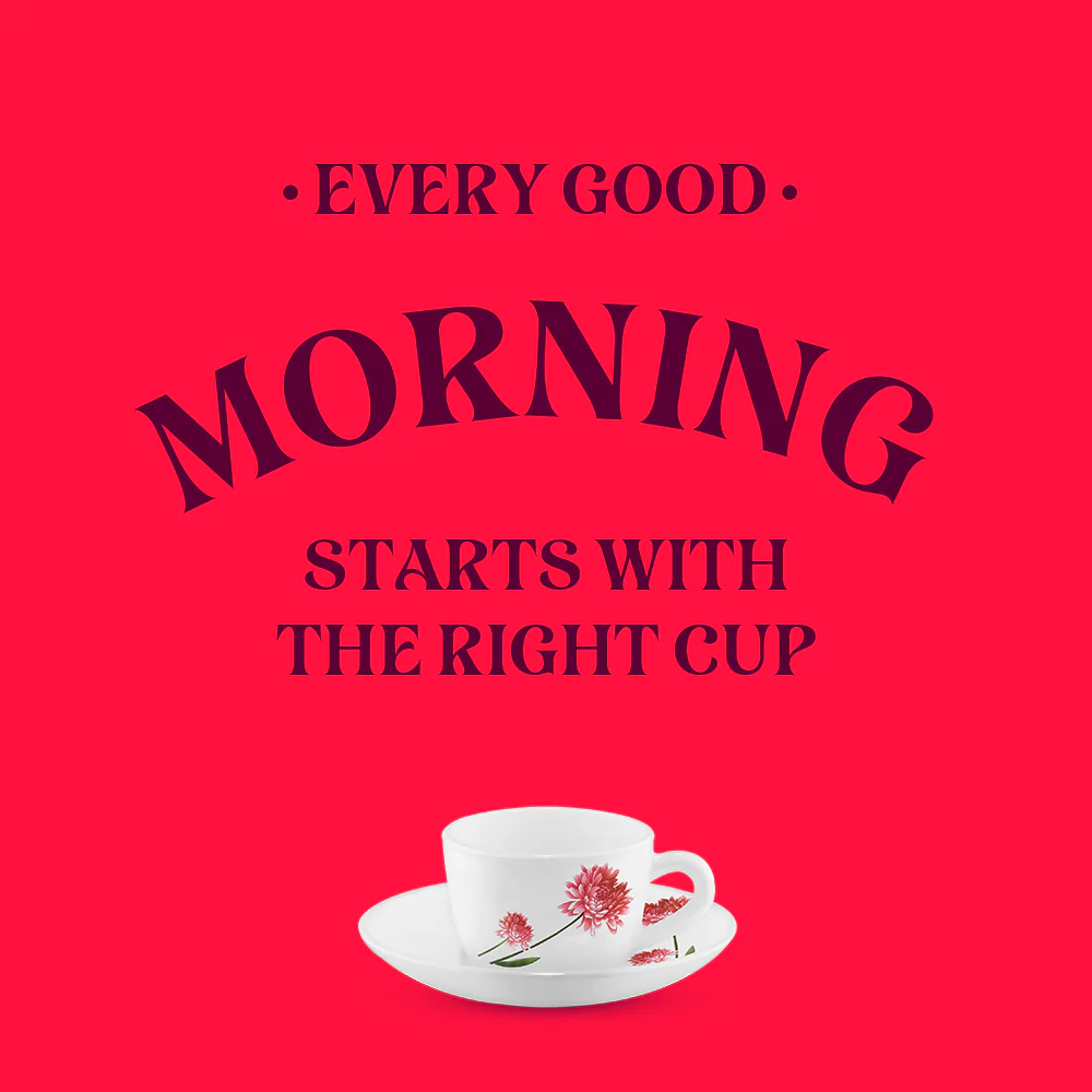 Larah by Borosil Belle Cup n Saucer Set, 140ml x 12