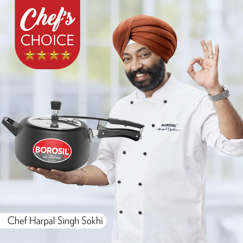 Borosil Pronto Hard Anodised Pressure Cooker, 3L