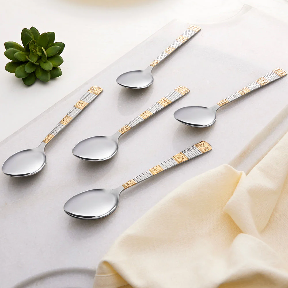 Borosil Gold Tea Spoon, Set of 6, 14.3 cm