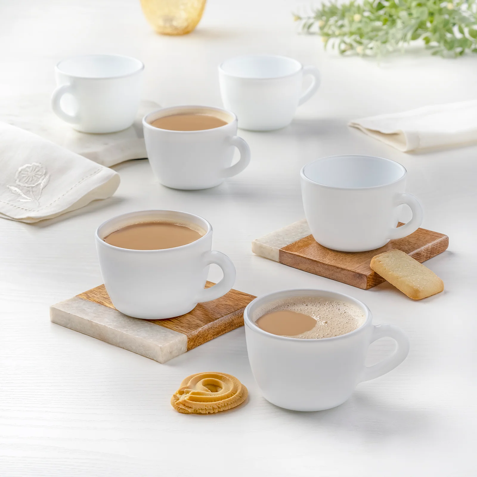 Larah By Borosil Snow Cup Set, 140ml x 6