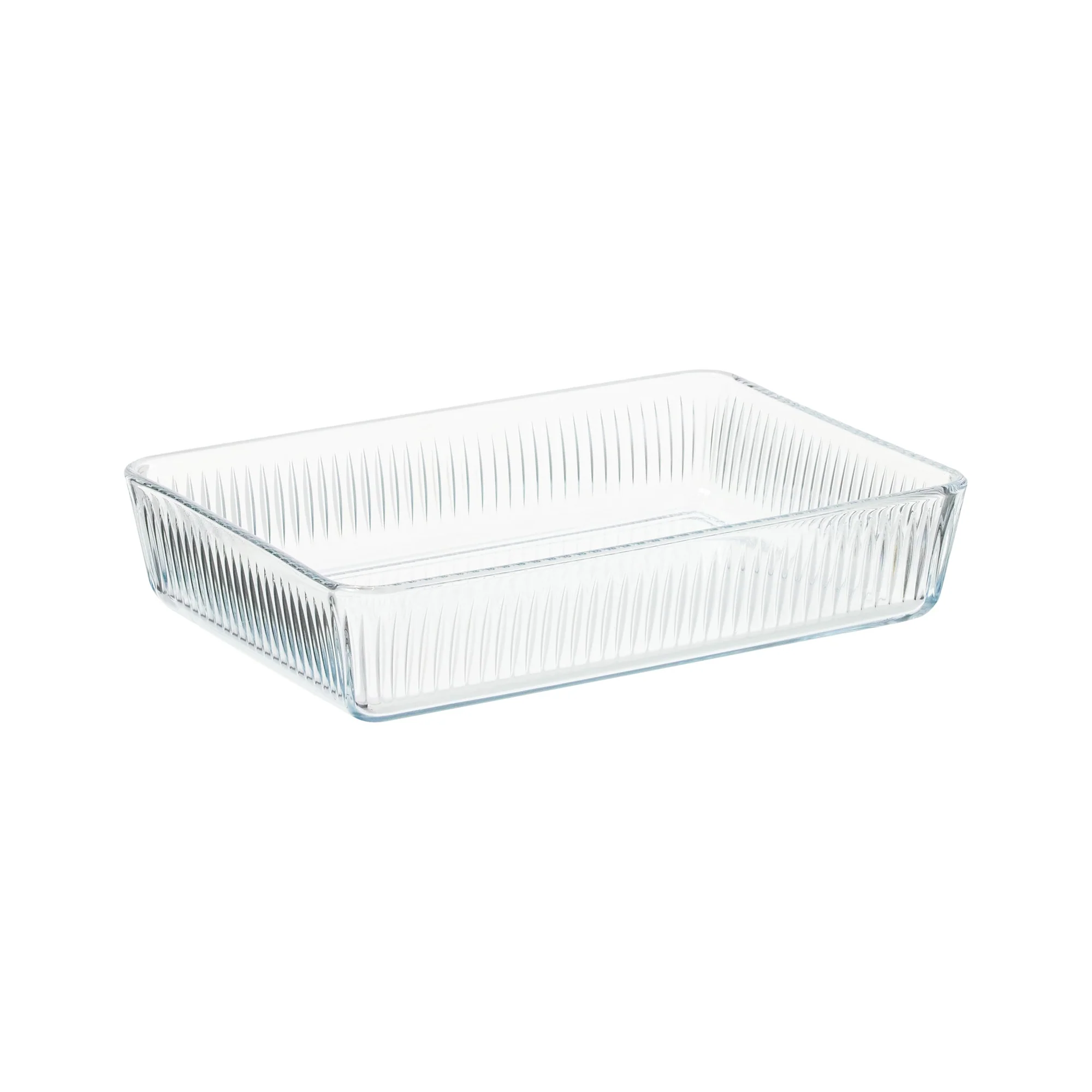 Borcam 3Lt Rectangular Ribbed Casserole Clear