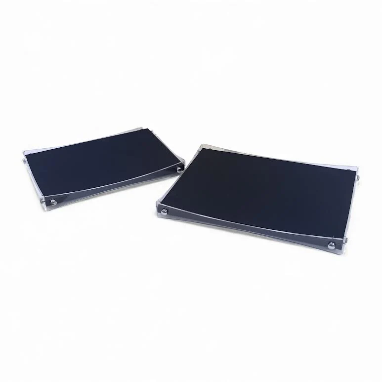 2 Piece Acrylic & Leather Tray Black