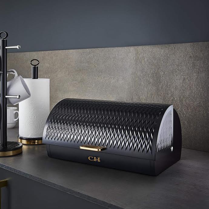 CH Waves Design Rolltop Bread Bin Black