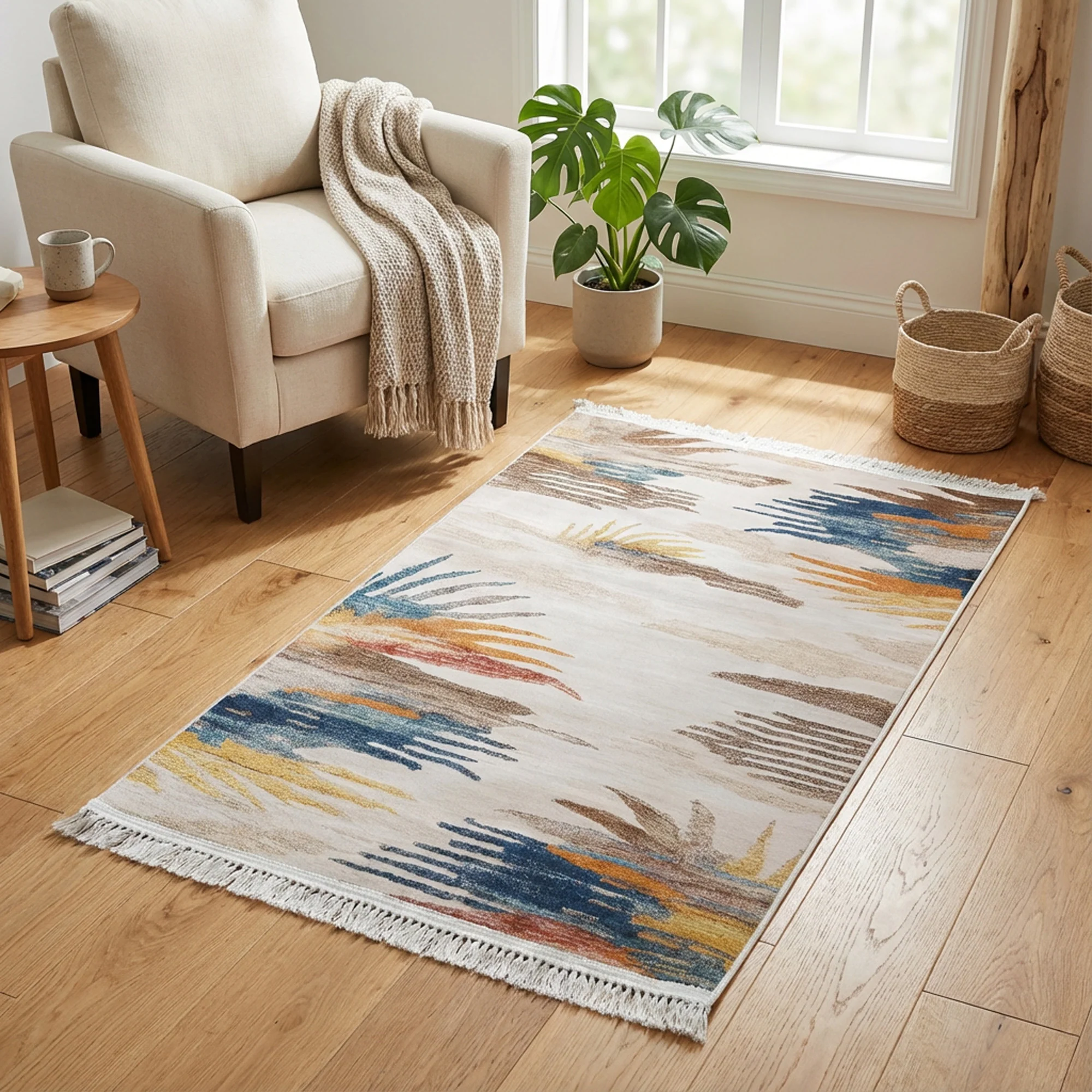 1 x 1.5m Abstract Bohemian Design Carpet Multicoloured