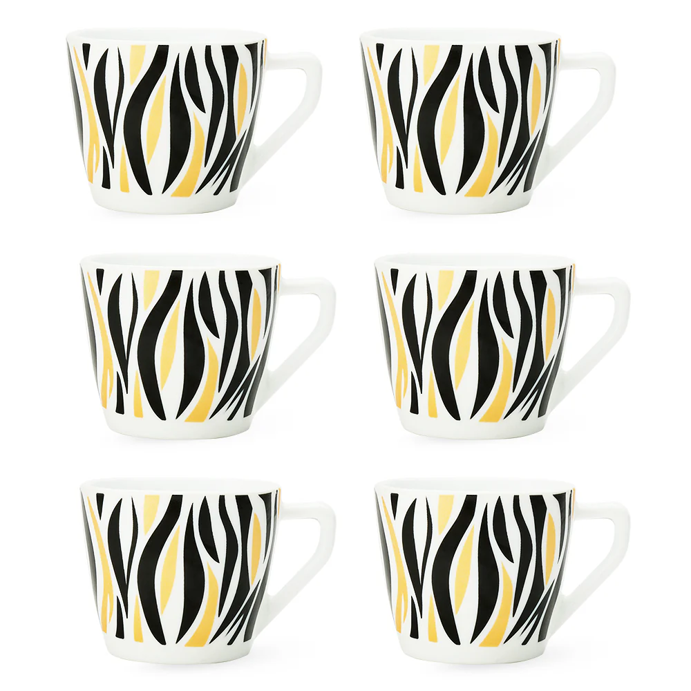 Larah By Borosil Rocky Gold Cup Set, 220ml x 6