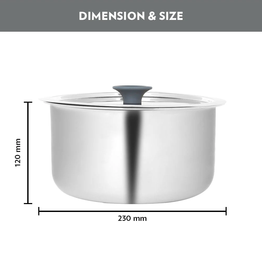 Borosil Cookfresh Triply Tope (Silicone Knob on Lid)