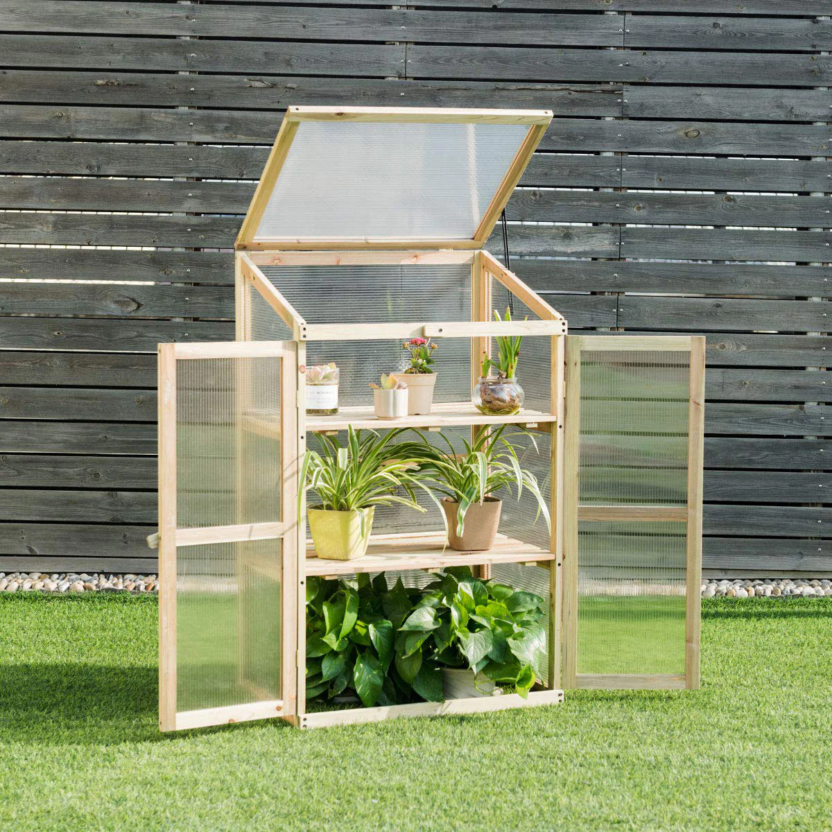 Neo Mini Wood Growhouse Greenhouse Cold Frame  - Model 3