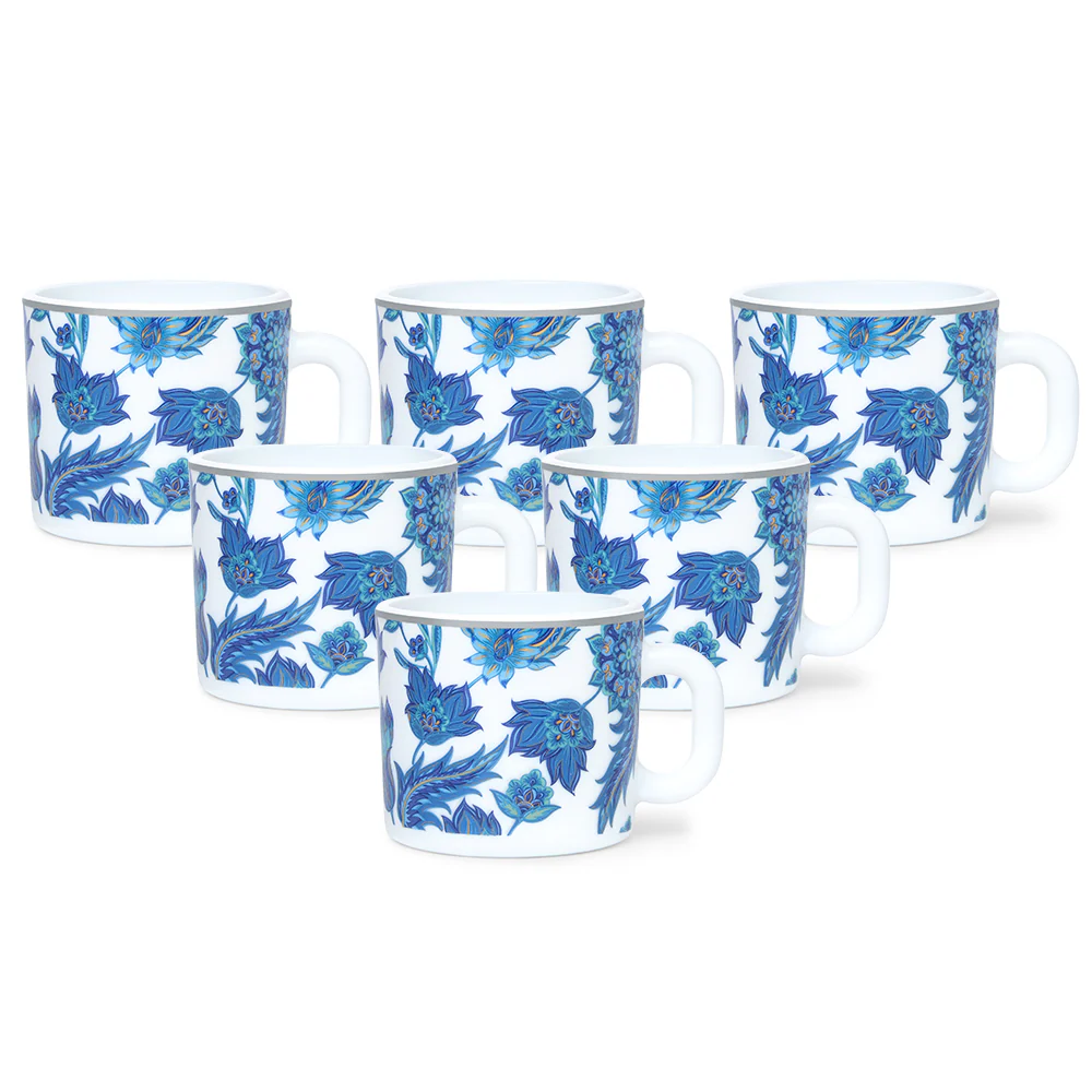 Larah By Borosil New Iris Mug Set, 100ml x 6