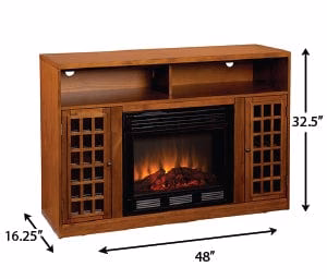 Narita Electric Fireplace Media Cabinet in Glazed Pine
