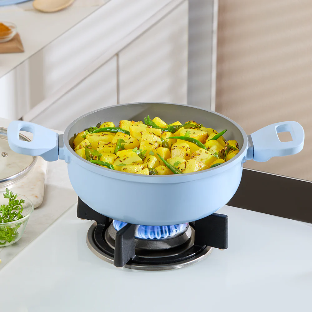 Borosil Vajra Ceramic Deep Kadhai, 20 cm