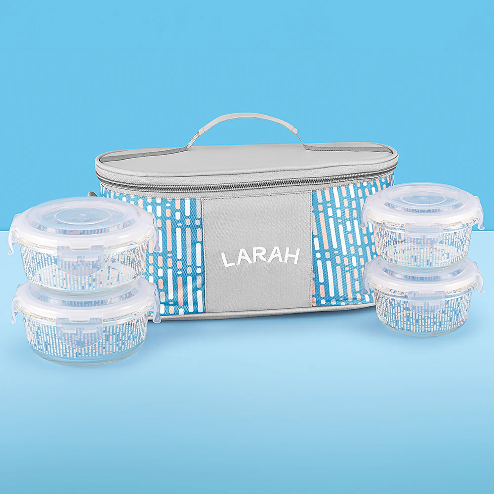 Larah Vogue Fusion Glass Lunchbox, Set of 4