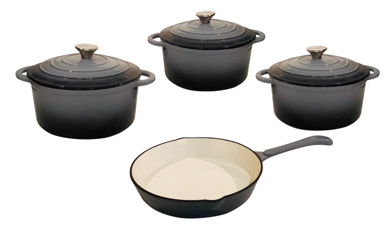 CH 7 Piece Cast Iron Pot Set Grey