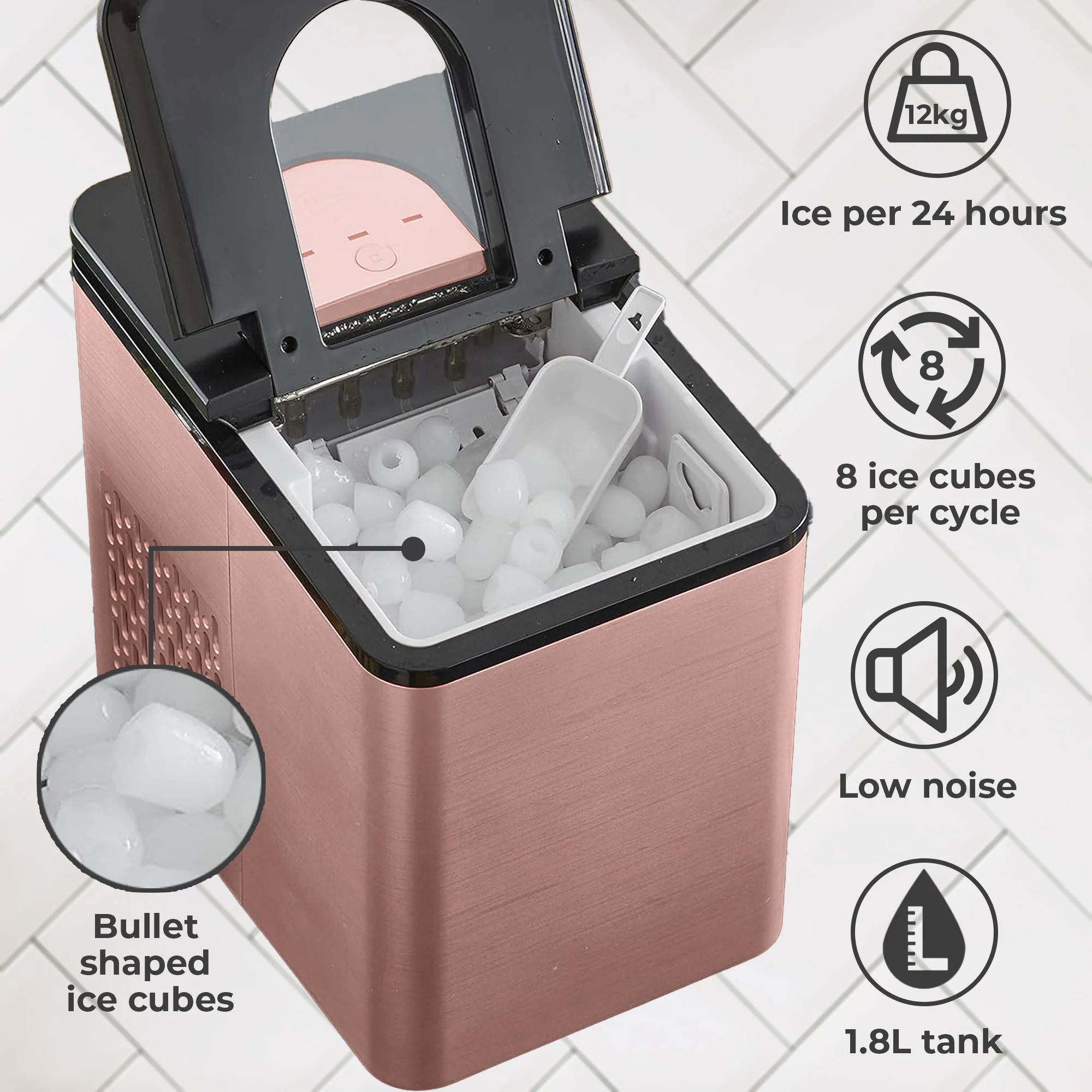 Neo Copper 1.7L Electric Ice Cube Maker Machine