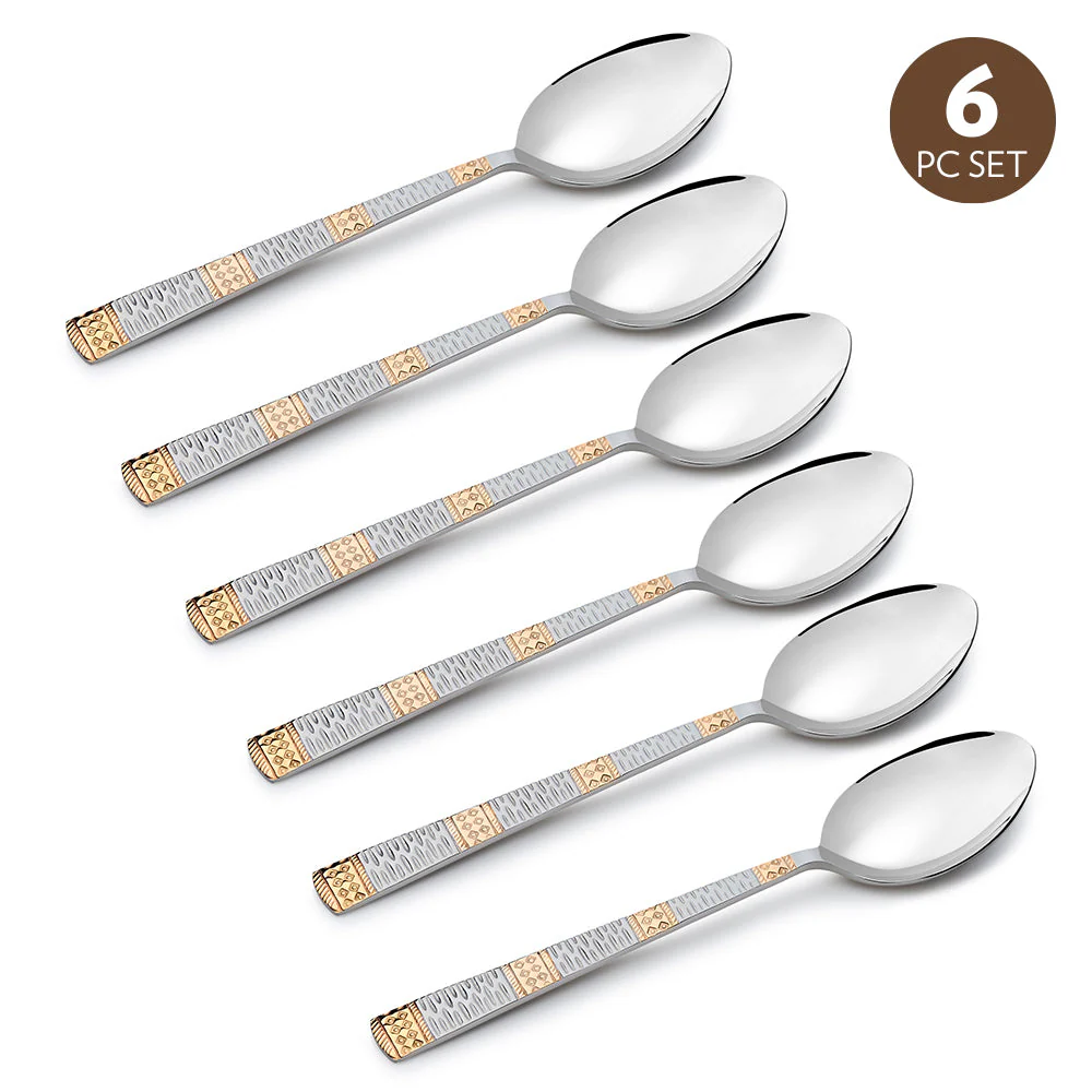 Borosil Gold Dinner Spoon, Set of 6-18.3 cm