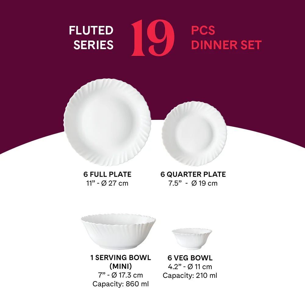 Larah by Borosil Mimosa Dinner Set, 21 pc