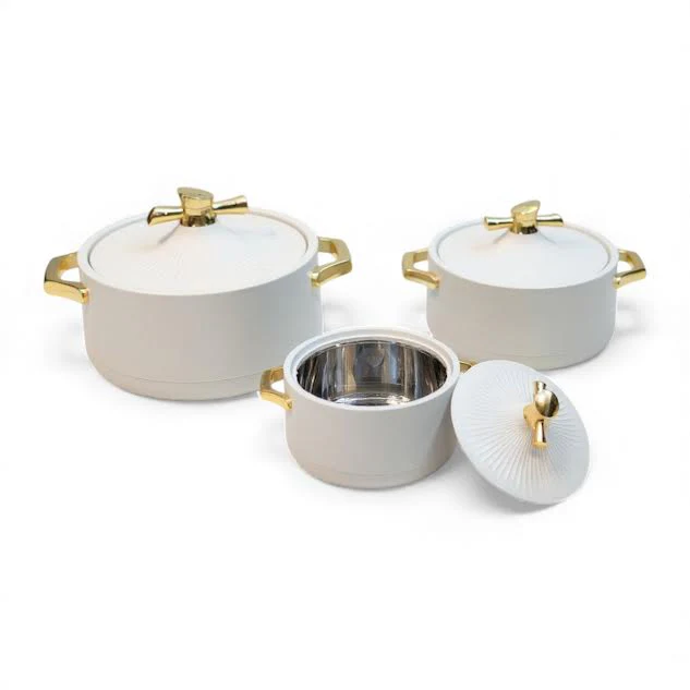 3 Piece Food Warmer Serving Set Grey