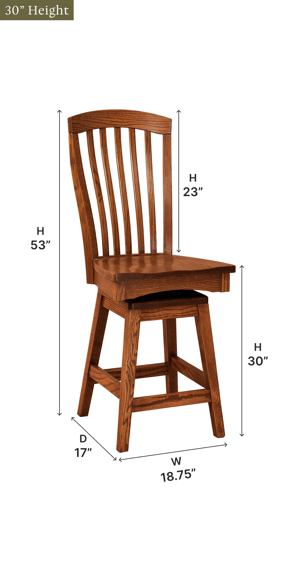 Amish Malibu Swivel Bar Chair