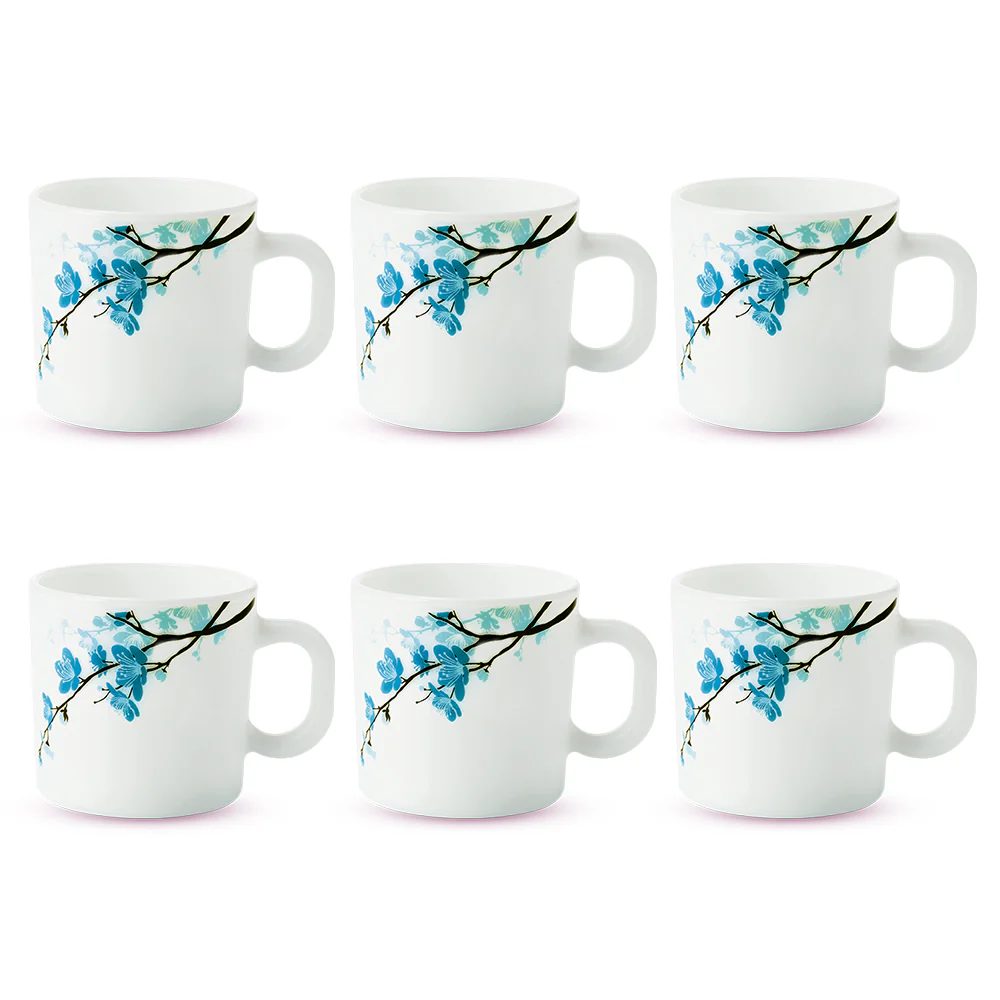 Larah by Borosil Mimosa Mug Set, 100ml x 6