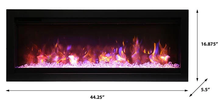 Amantii Symmetry 42-In Basic Built-In Electric Fireplace w/ Black Steel Surround