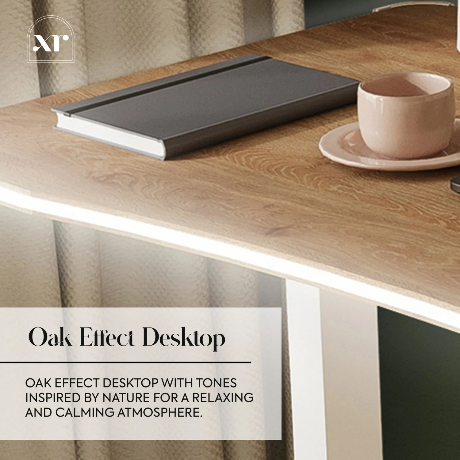 Oka LED Office Desk with Wireless Charging - Oak RGB (2 Sizes)