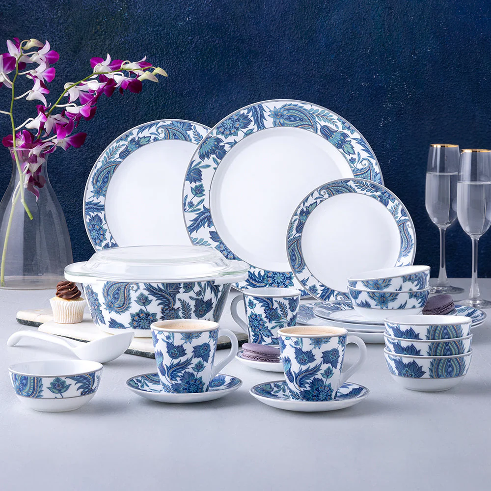 Larah By Borosil New Iris Dinner Set, 49 pc