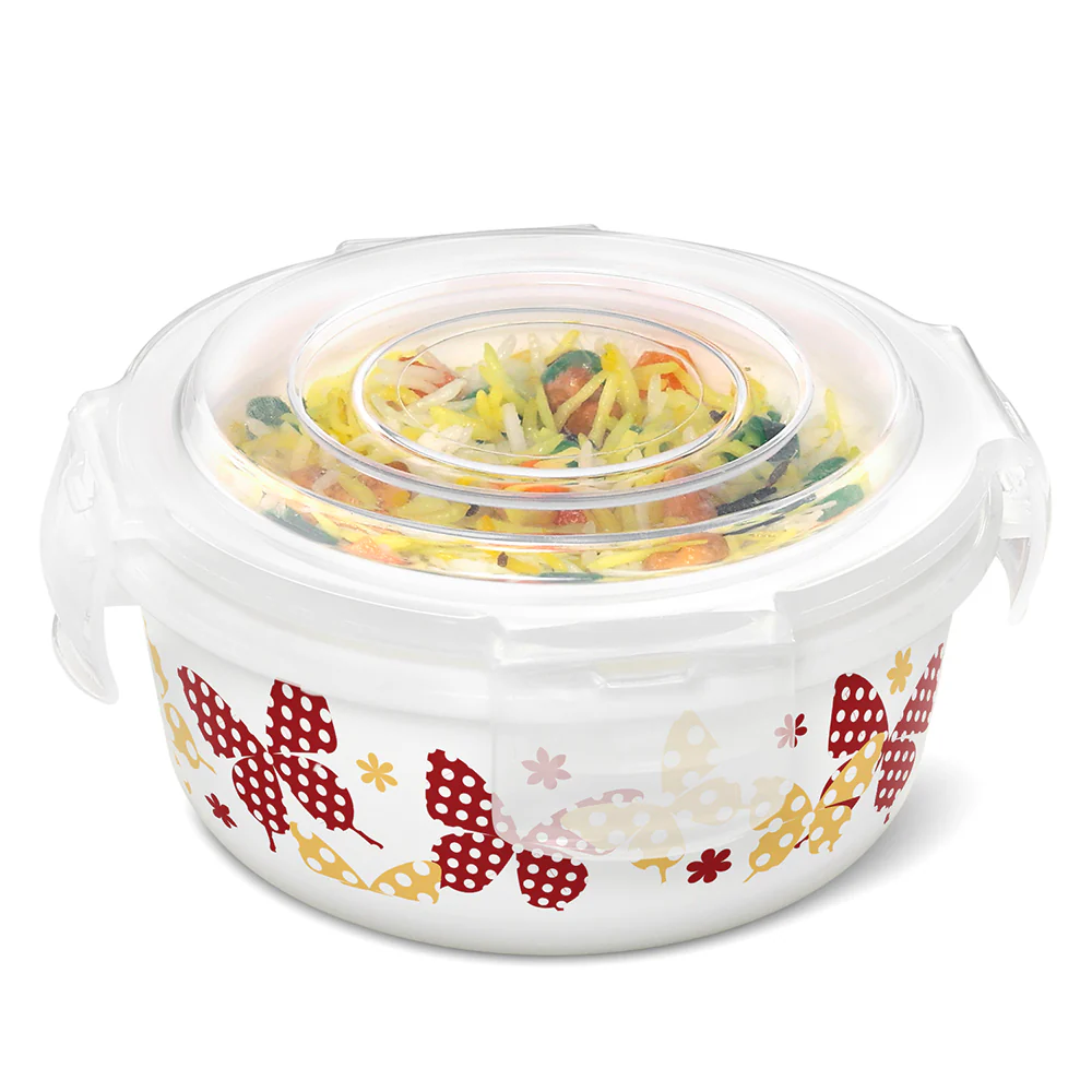 Larah Opalware, Veera Orange Klip N Store Round Container