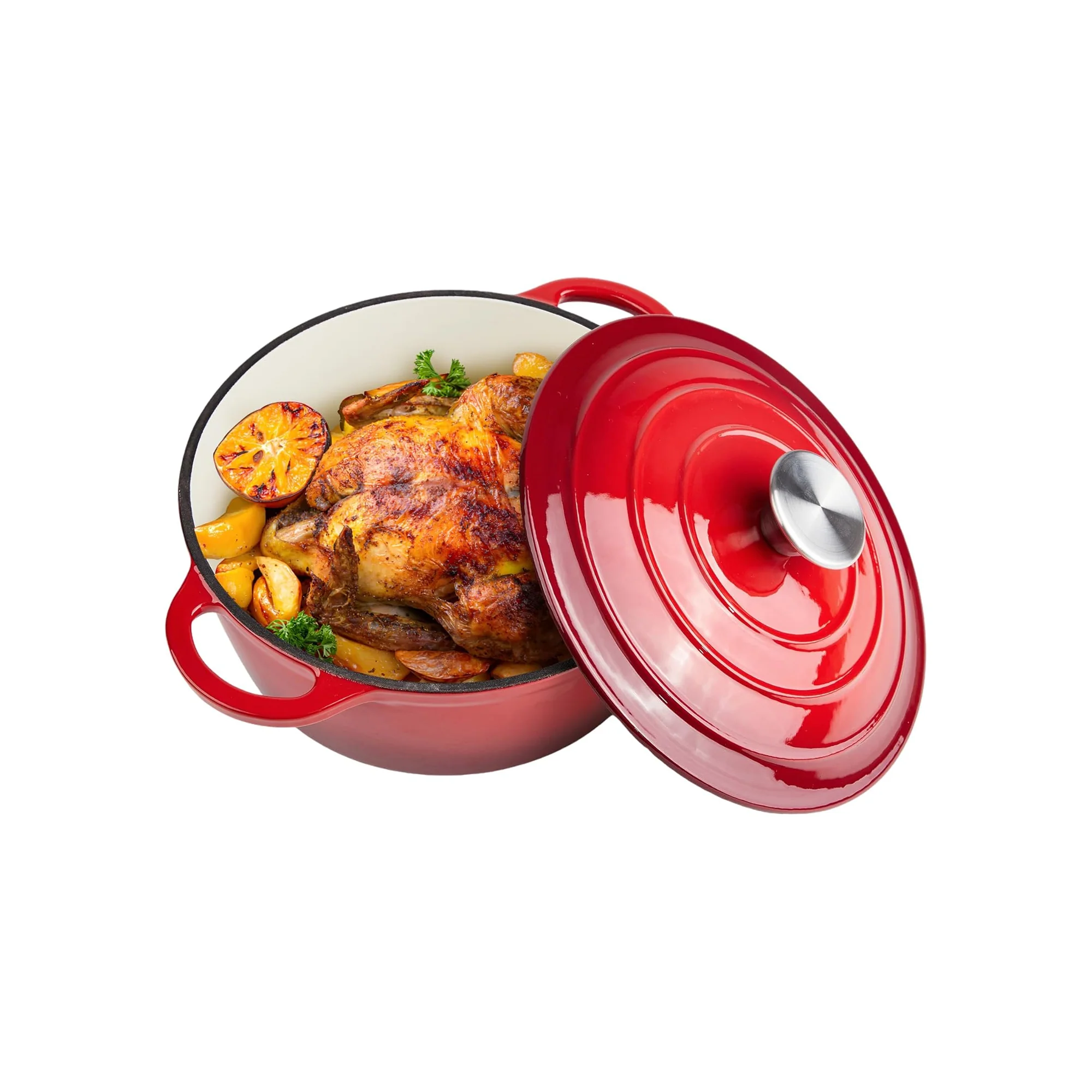 CH 24cm Cast Iron Casserole Red