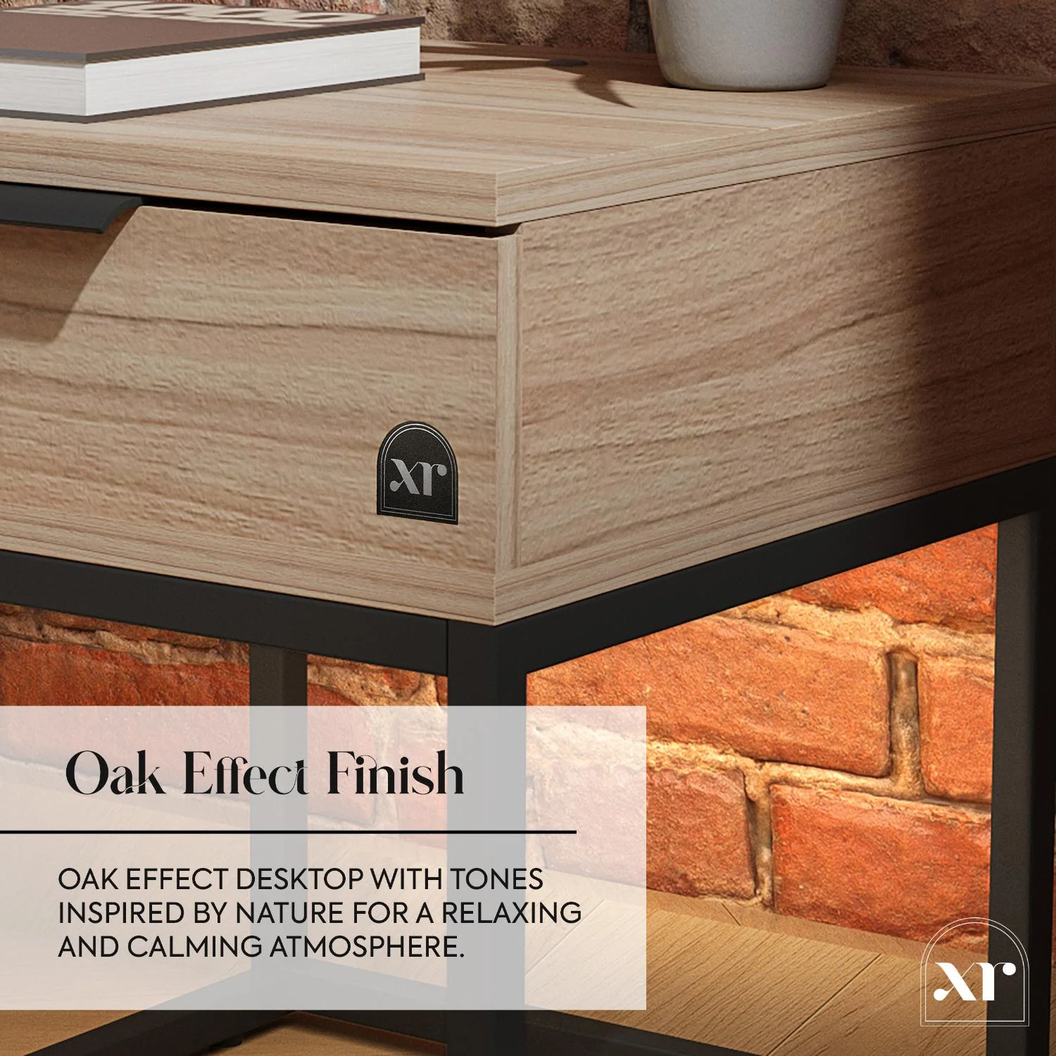 Denver Bedside Table With App Controlled LED Lights - Oak / Black