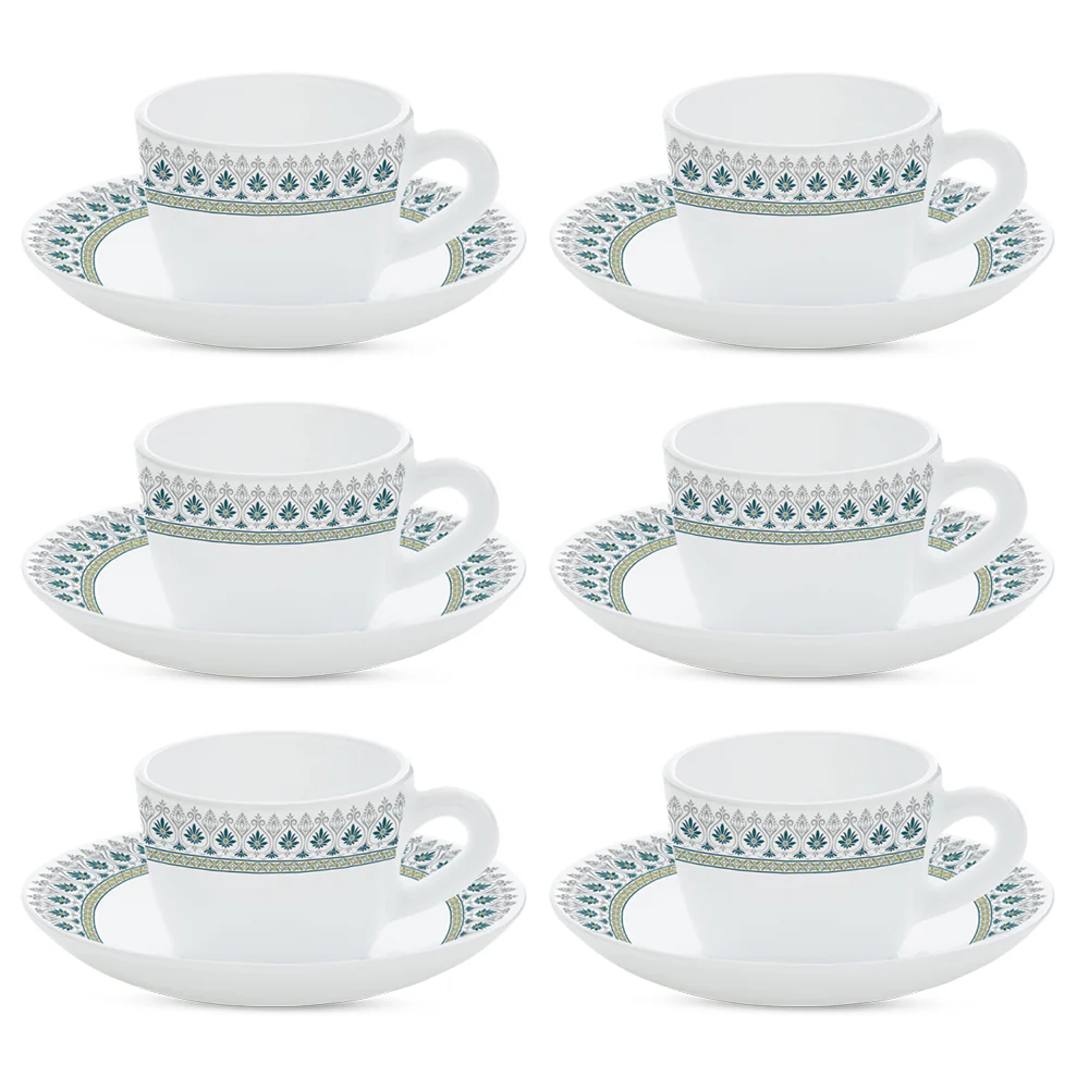 Larah By Borosil Persia Cup n Saucer Set, 140ml x 12