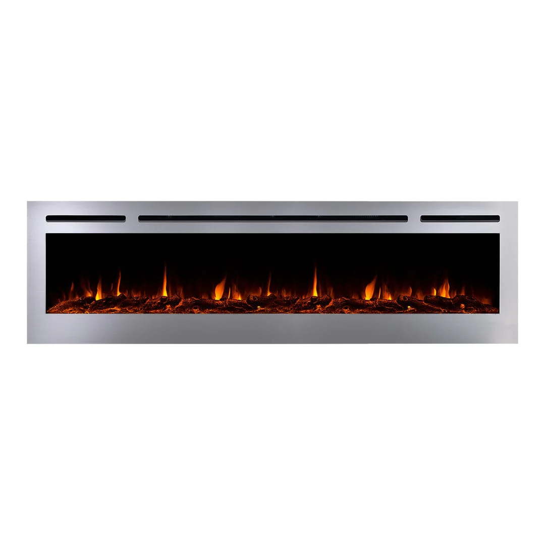 The Sideline Deluxe Stainless Steel 72 Inch Recessed Smart Electric Fireplace 86279