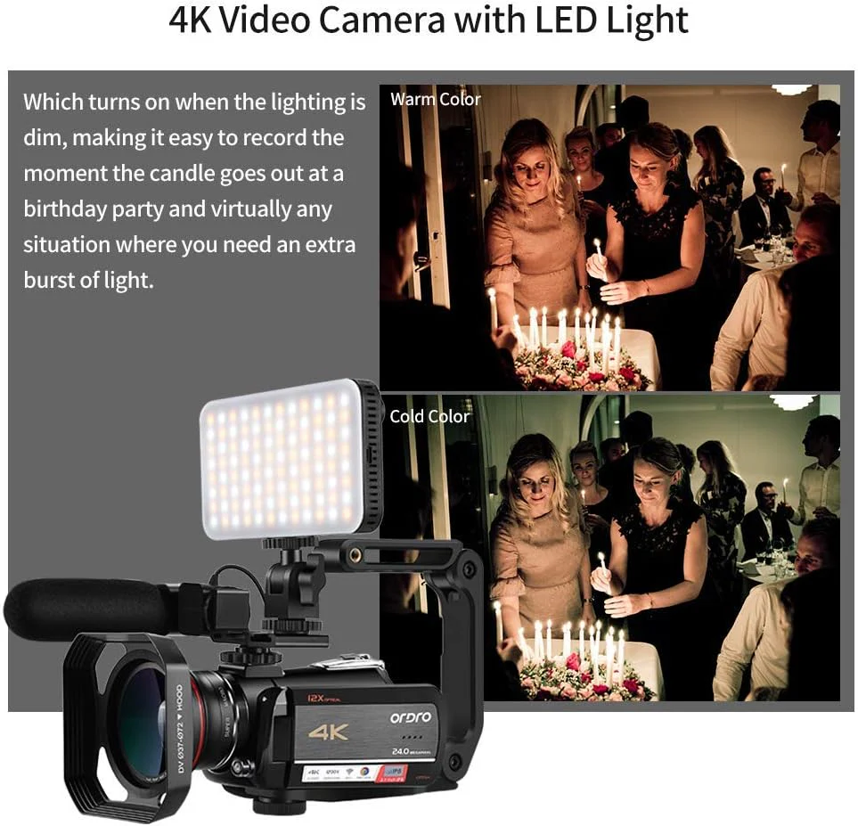 4K Video Camera Camcorder with 12x Optical Zoom 3.1