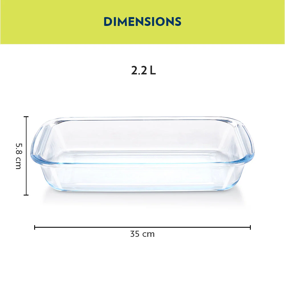 Borosil Deep Rectangular Dish, 2.2L