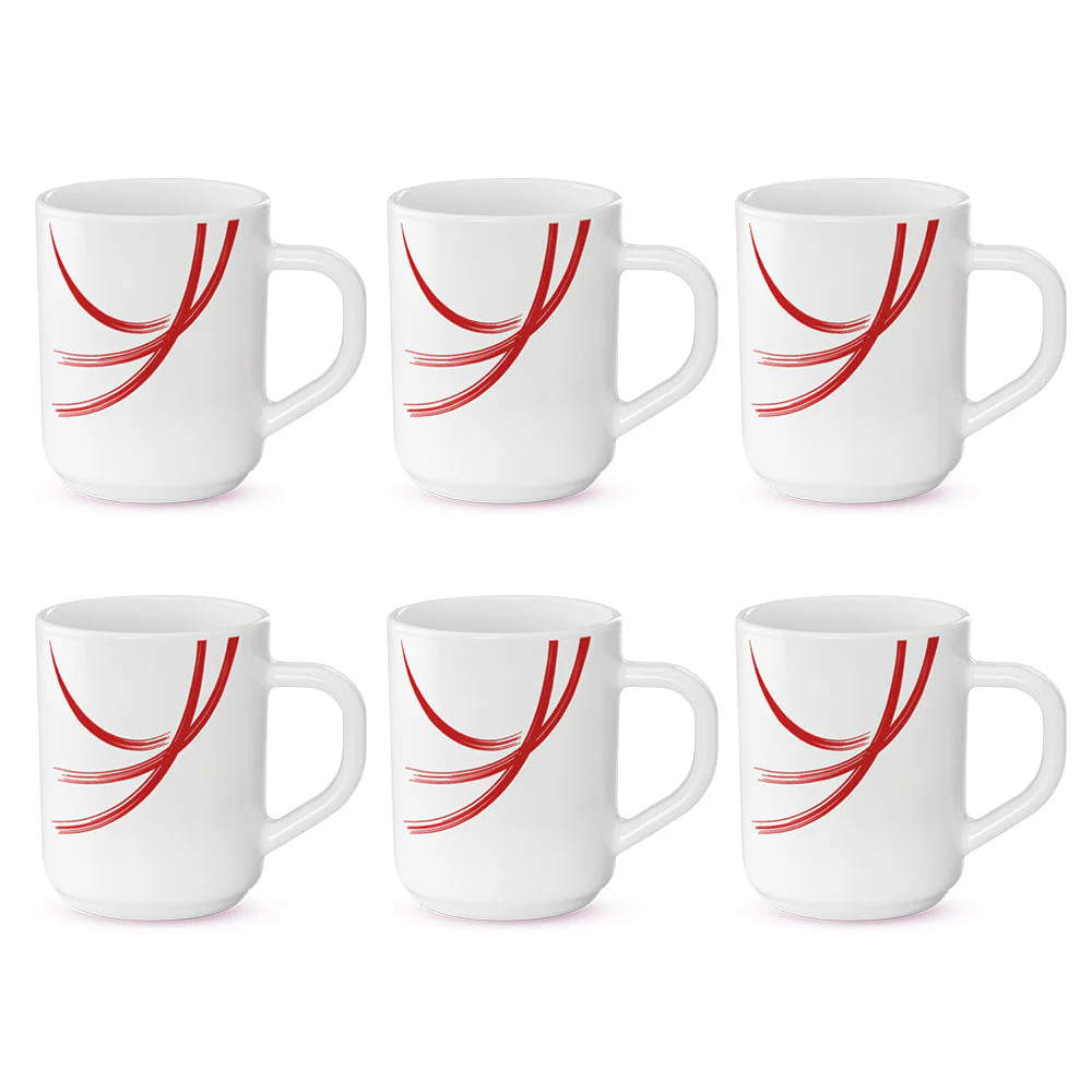 Larah by Borosil Red Stella Mug Set, 240ml x 2
