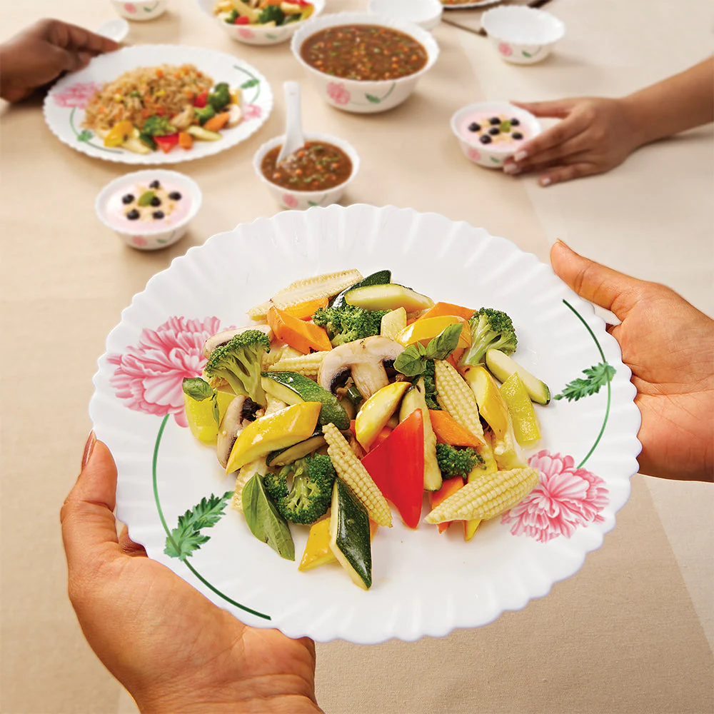 Larah by Borosil Red Mist Dinner Set, 10 pc