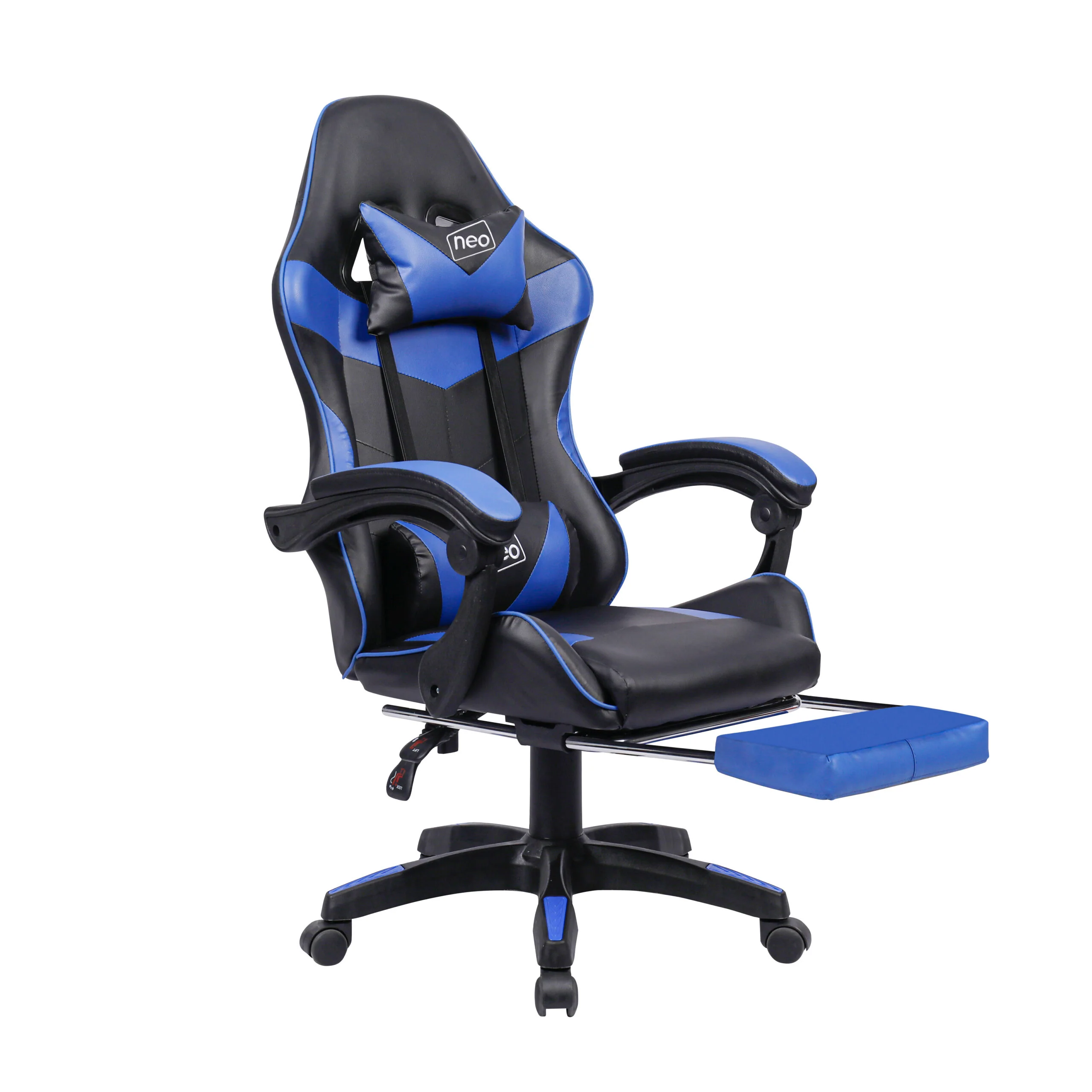 Neo Gaming Chair Blue & Black PU Leather With Footrest
