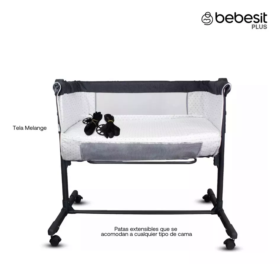 CUNA COLECHO SIDE BY SIDE GRIS BEBESIT