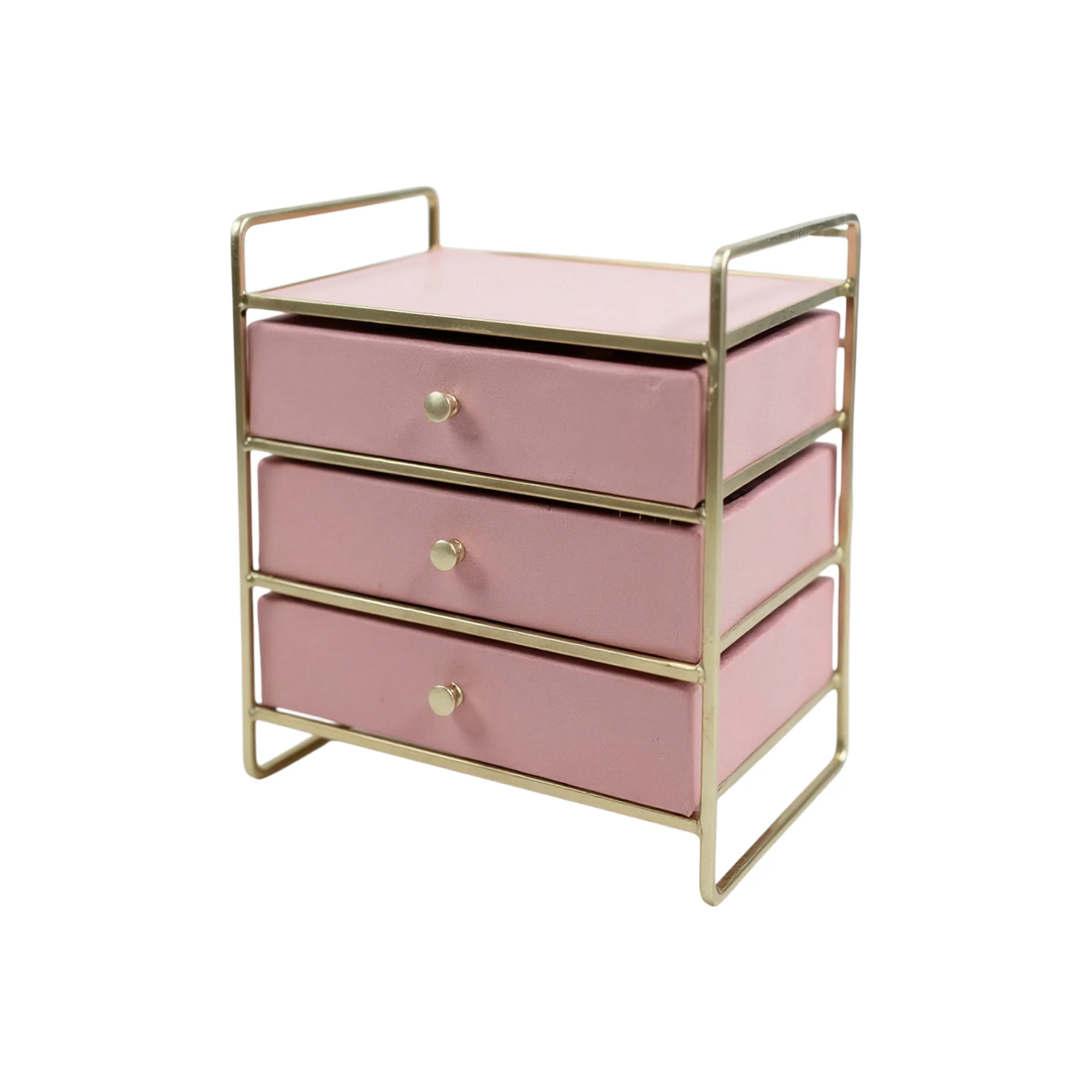 Antalya 3 Drawer Jewellery Organiser Pink
