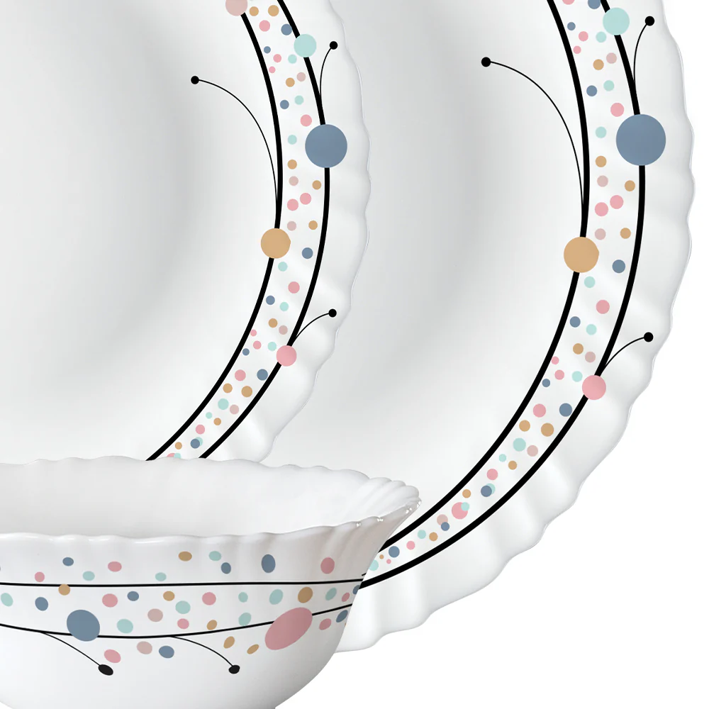 Larah by Borosil, Swirl Dinner Set, 35 pc