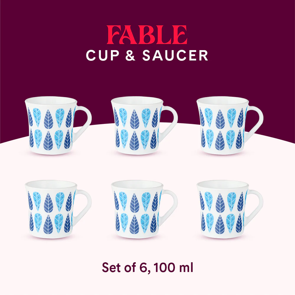 Larah by Borosil Crysta Fable Mug Set, 100ml x 6