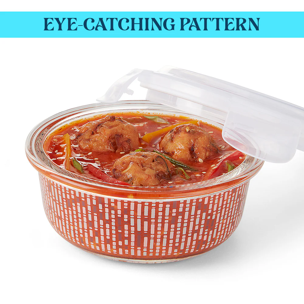 Larah Vogue Fusion Glass Lunchbox, Set of 4