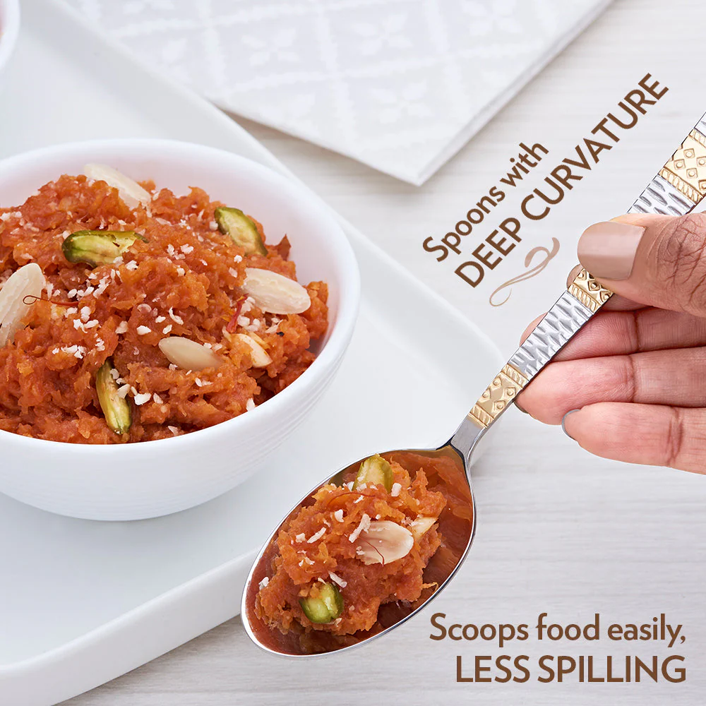 Borosil Gold Dessert Spoon, Set of 6-16.5 cm