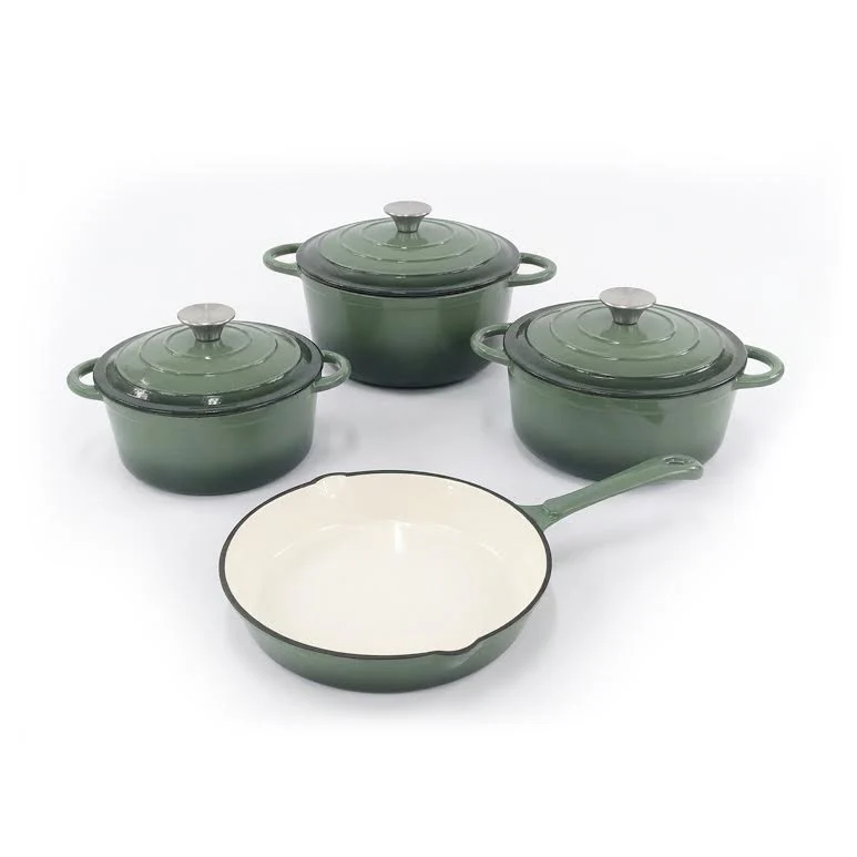 CH 7 Piece Cast Iron Pot Set Olive