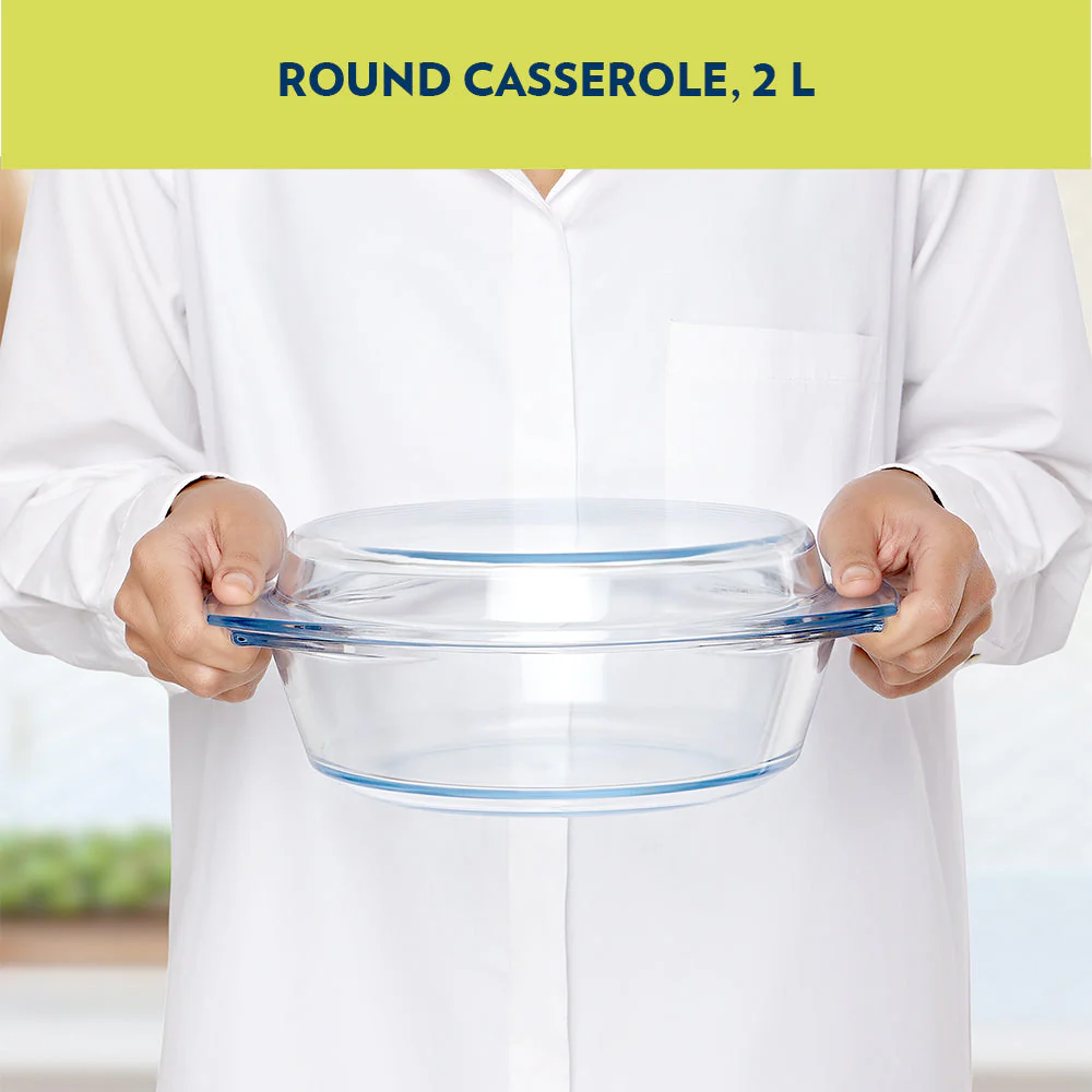 Borosil Round Casserole w Lid, 2L-No Stock