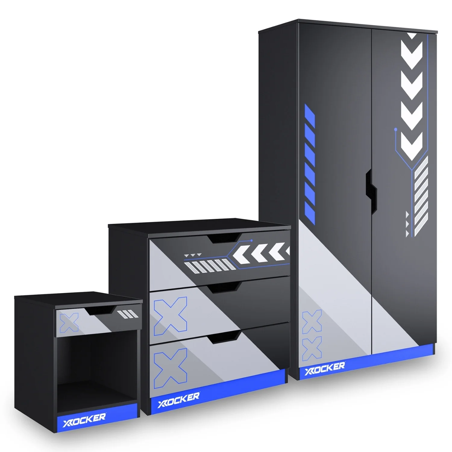 Octane 3 Piece Bedroom Furniture Set - Blue