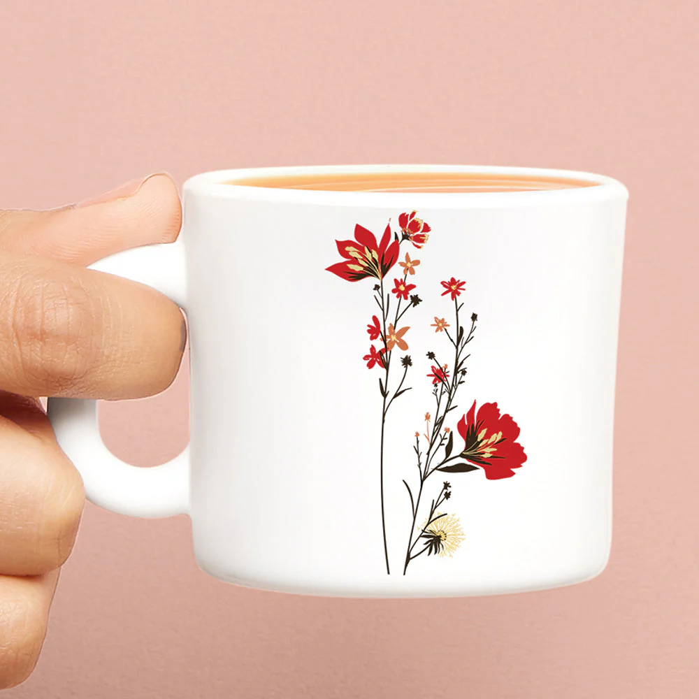 Larah by Borosil Chrys Red Mug Set, 180ml x 6