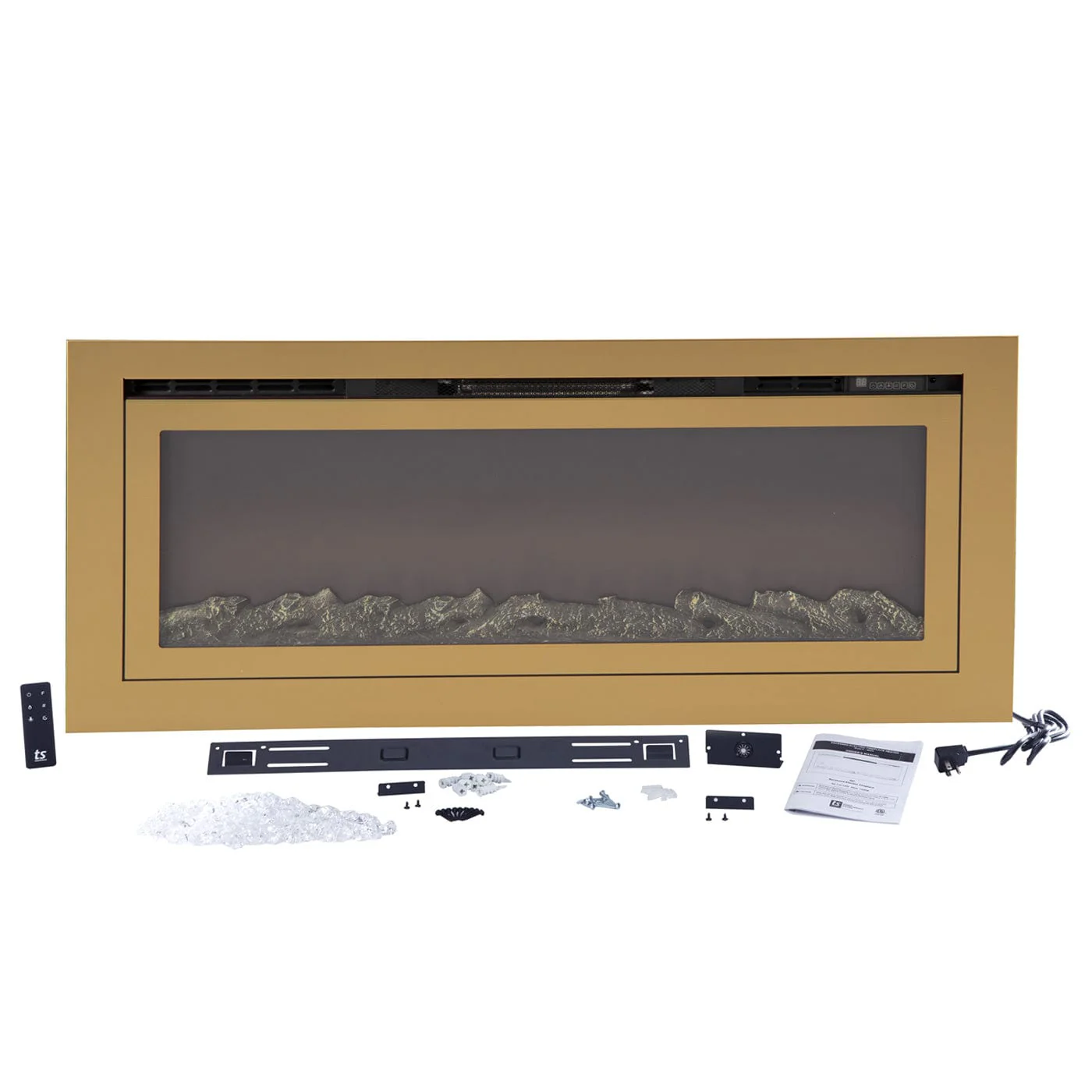 The Sideline Deluxe Gold 60 Inch Recessed Smart Electric Fireplace 86276