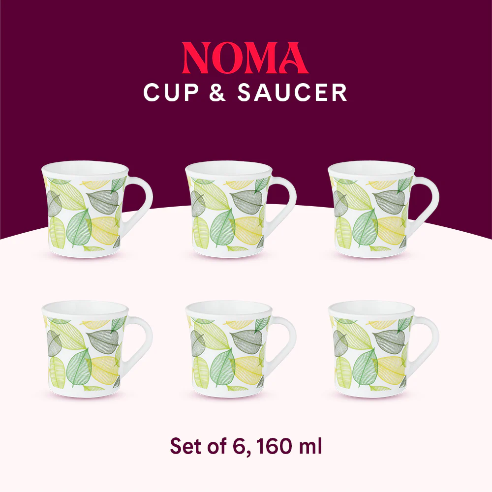 Larah by Borosil Crysta Noma Mug Set, 160ml x 6