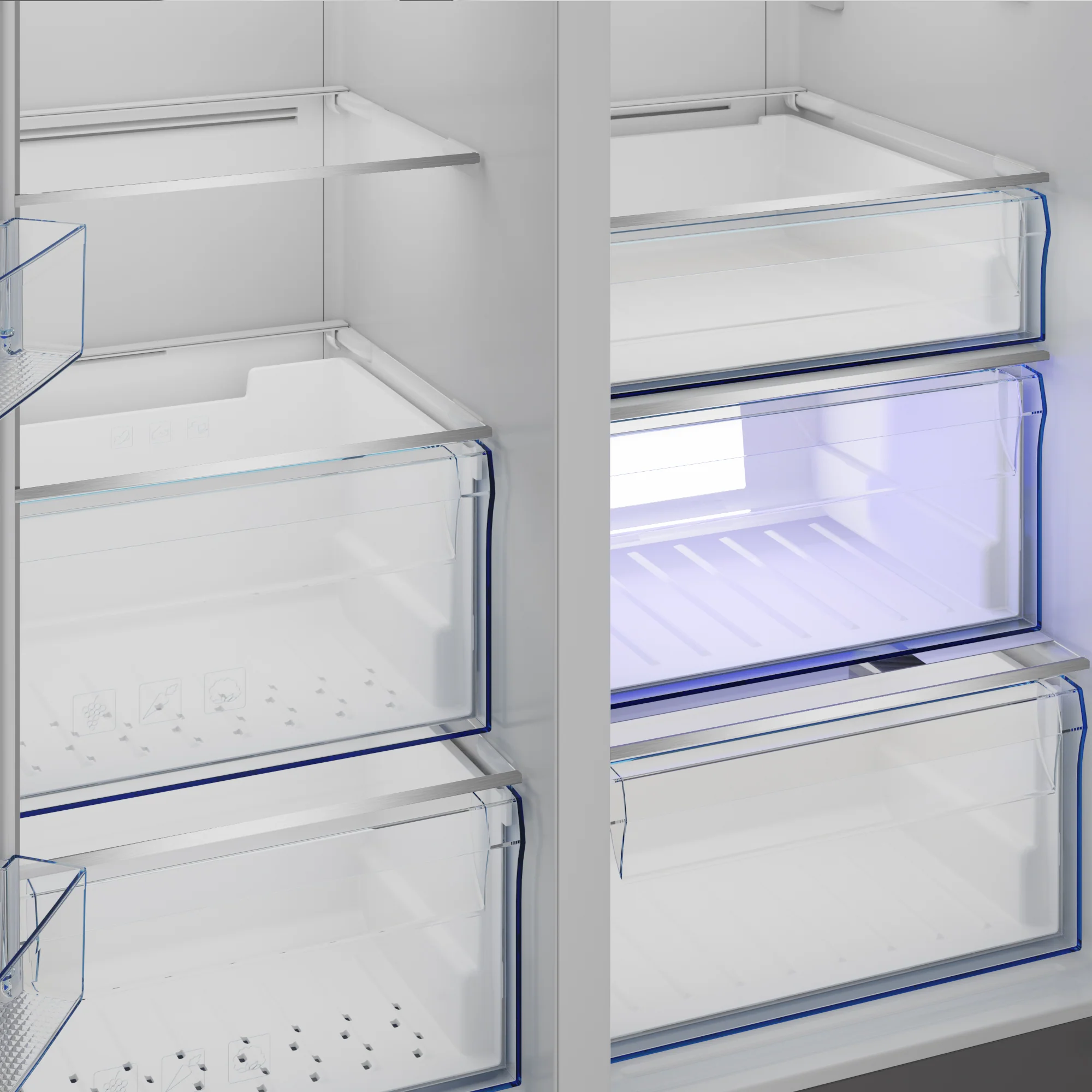 Defy 614lt Naturelight Side by Side Fridge Freezer Metallic