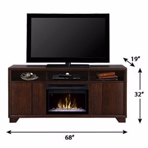 Arkell Walnut Electric Fireplace Entertainment Center w/ Glass Embers