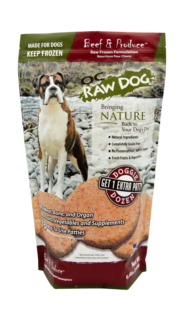 OC Raw Dog Frozen Beef & Produce Patty